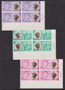 Burundi Sc 25-33 MNH. 1962 Independence cplt, Imperf Plate Blocks of 4, XF