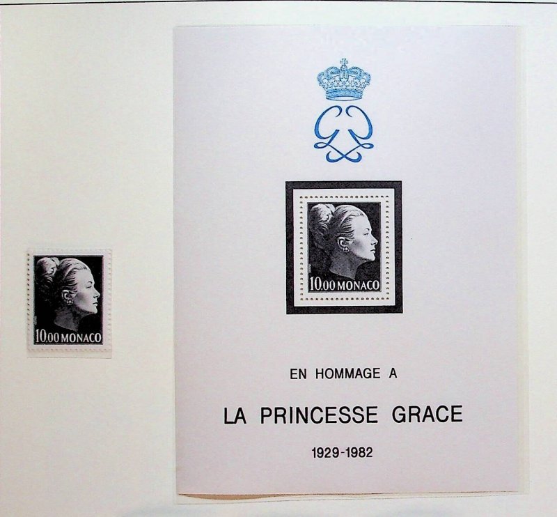 MONACO Sc 1367 NH 1V+SOUVENIR SHEET OF 1982 - PRINCESS GRACE