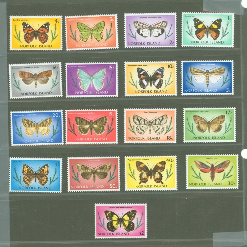 Norfolk Island #201-217  Single (Complete Set) (Butterflies) (Fauna)