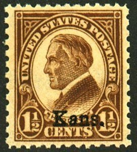 Sc# 659 MNH 1-1/2c KAN overprint Ex centering