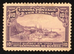 Canada Scott 101 Used 10c Yellow Brown 1908 Quebec Tercent Lot T687 bhmstamps