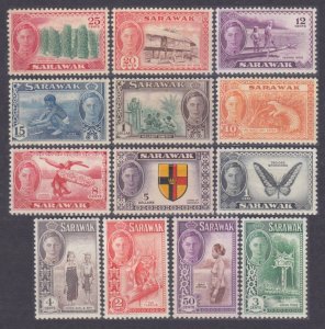 1952 Sarawak 171-74,176-77,179-84,186 MLH King George VI Fauna, culture 73,80 €