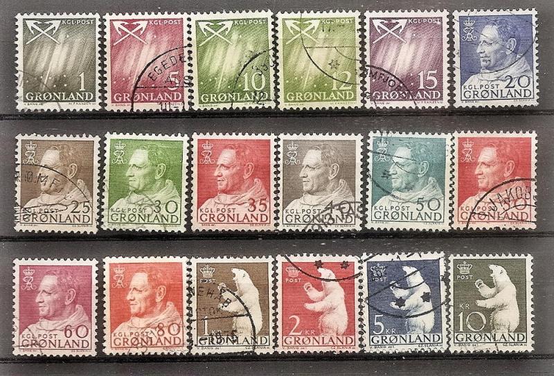 GREENLAND  48-65 USED 1963-68 DEFINITIVES CV $25.