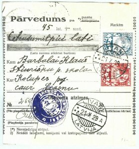 68992 - LATVIA - POSTAL HISTORY - MONEY ORDER: Livani 1929-