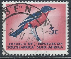 South Africa 1964 - 3c Shrike (redrawn) - SG243 used