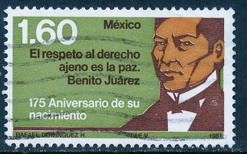 MEXICO 1229 175th Anniv Birth of Benito Juarez. Used. (856)