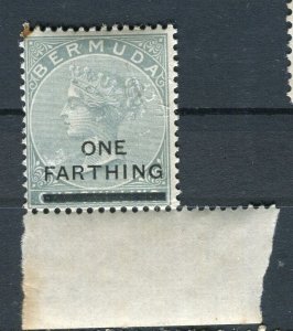 BERMUDA; 1900 early classic QV ONE FARTHING surcharged MNH Marginal