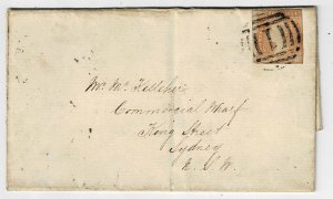 Victoria 1855 Melbourne 1 in grid cancel, Sydney Ship Letter cancel, SG 32