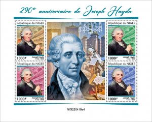 NIGER - 2022 - Joseph Haydn - Perf 4v Sheet - Mint Never Hinged