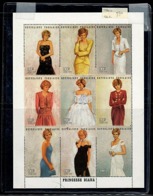 Princess Diana Togo #1798/1804, 1997 - Designer Gowns, 2 Different Sheets NH