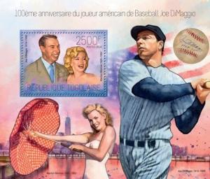 Joe DiMaggio Marilyn Monroe Baseball Cinema Sports Movies Togo MNH stamp set