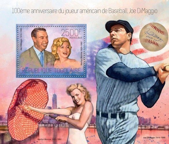 Joe DiMaggio Marilyn Monroe Baseball Cinema Sports Movies Togo MNH stamp set