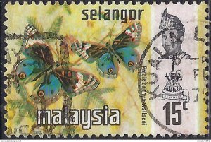 MALAYSIA SELANGOR 1971 15c Multicoloured, Butterfly SG151 FU