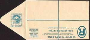 SOUTH WEST AFRICA South Africa 6d registered envelope unused...............31723