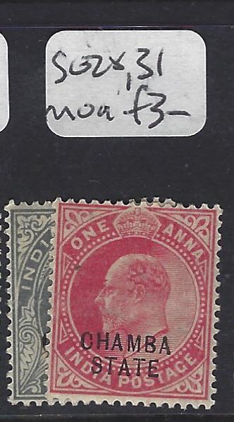 INDIA  CHAMBA   (PP0707B)  KE  3P, 1A  SG 28, 31   MOG