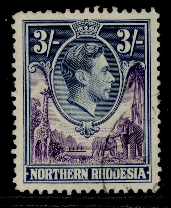 NORTHERN RHODESIA GVI SG42, 3s violet and blue, FINE USED. Cat £19.