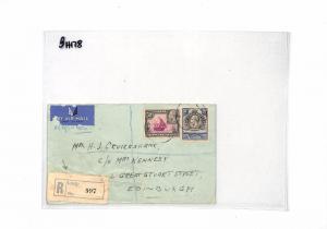 BH178 1930  British KUT TANGANYIKA *Lindi Registered Airmail via Dare-es-Salaam 