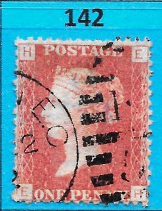 GB QV 1868 SG43 / 44, 1d Penny Red,  Good Used, Plate 142 (EH) Cat £30