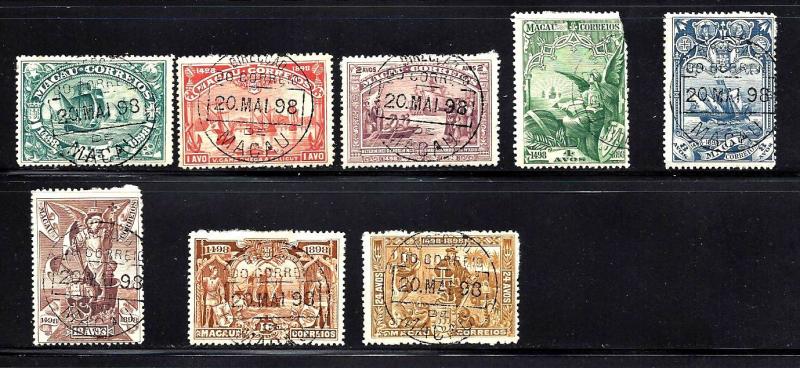 Macao set Scott #67-74, used, all with same cancellation date 20 Mai 98