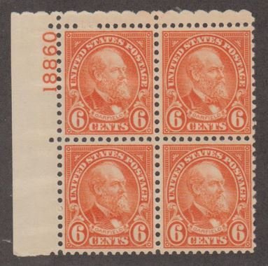 U.S. Scott #638 Garfield Stamp - Mint NH Plate Block