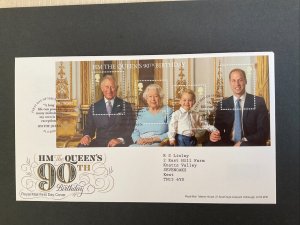 GB 2016 HM Queen's 90th Birthday M/Sheet on First Day Cover with Windsor S/H/S