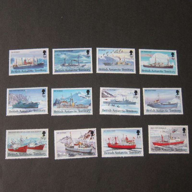 British Antarctic Territory 1993 Sc 202-213 ship set of 12 MNH