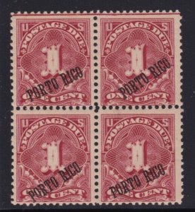 Puerto Rico Stamp Postage Due J1 Block Both 25 & 36 Degree Overprint Dist Gum