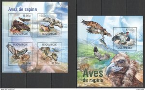 2013 Mozambique Birds Of Prey Fauna Kb+Bl ** St2545