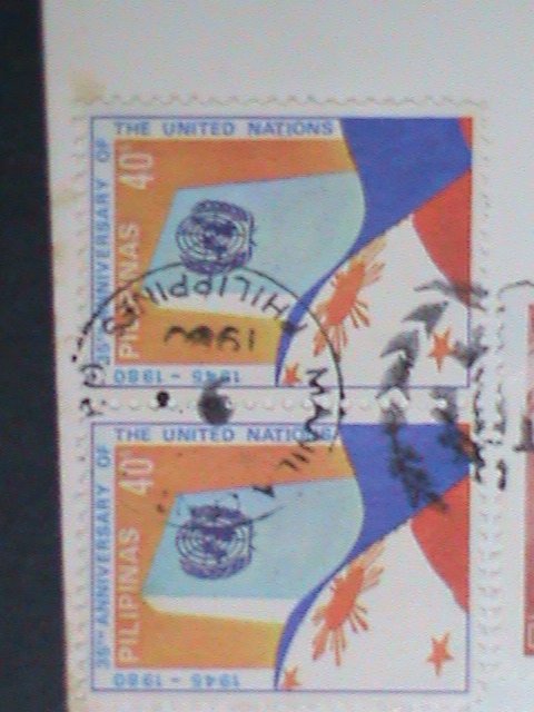 ​PHILIPPINES-1980-AIRMAIL COVER-SC #1489  USED COVER WITH OLD STAMPS VERY FINE