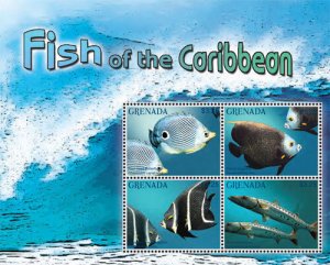 Grenada 2014 - Fish of the Caribbean - Sheet of 4 Stamps - Scott#3979 - MNH