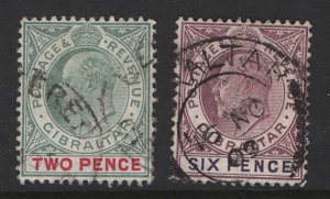 Gibraltar 1904 MCA 2d ord paper, 6d dull purple & violet sg58, 60 vgu cat £58