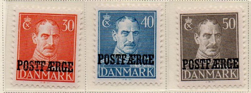 Denmark Sc Q28-30 1945 Christian X Post Faerge overprint stamp set mint NH