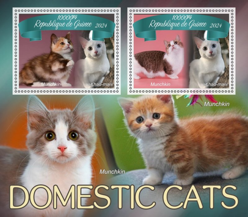 Stamps. Fauna. Cats 2024 year 8 sheets perforated MNH**