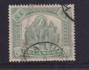 SELANGOR, MALAYSIA, 1899 Elephants. $ 1.00 Green & Yellow Green, used.