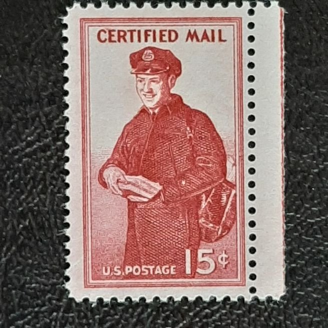 US Scott # FA1; 15c Certified Mail from 1955; MNH, og; VF centering