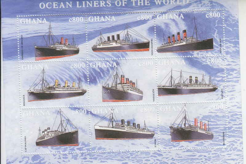 1998 Ghana Ocean Liners MS9 (Scott 2036) MNH
