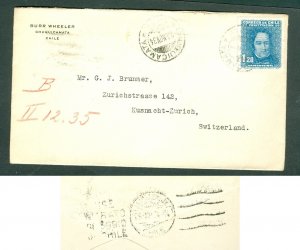 Chile, 1934. Cover. Chuquicmata. 1.20p. Constitution 100 Year. Adr: Switzerland.