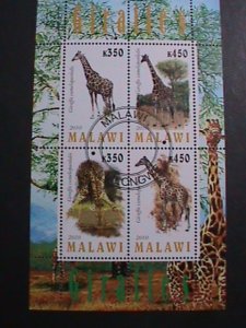 MALAWI -2010-PROTECTED ENDANGER ANIMALS-GIRAFFES-CTO SHEET VERY FINE