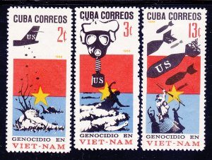 Cuba 1163-65 MNH 1966 Viet Nam War US Aircraft Dropping Bombs Set VF