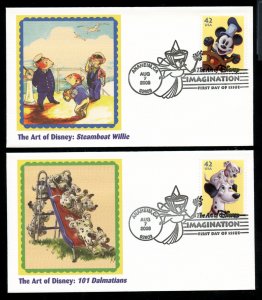 US 4342-4335 Art of Disney Imagination, UA set 4 DP Fleetwood cachet FDC