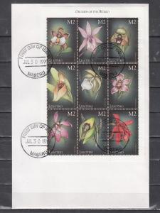 Lesotho, Scott cat. 1194 A-I. Orchid sheet. First day Cover. ^