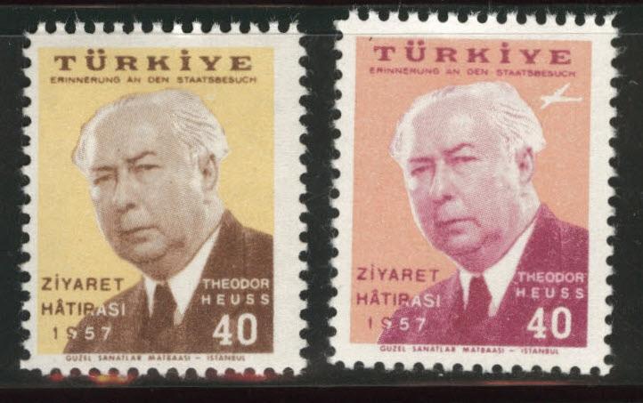 TURKEY Scott 1243-C29 MNH** 1957 German president Heuss 