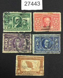 US STAMPS  #323-327 USED LOT #27443