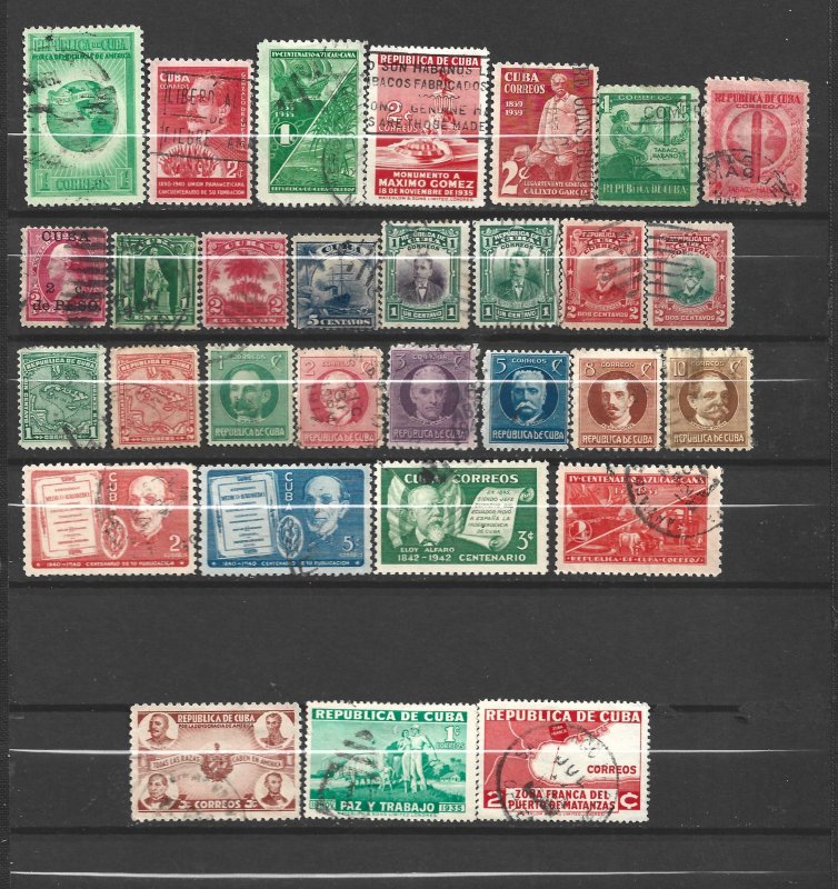 Cuba, Lot of 30 Different Stamps, Used