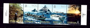 Pitcairn Is 669 MNH 2008 Longboat History strip of 5 (Been folded)