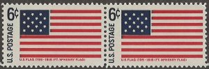 US Scott# 1346 1968 6c red & bl Litho& Ft. McHenry
(1795-1818) ; TAGGED Mint ...