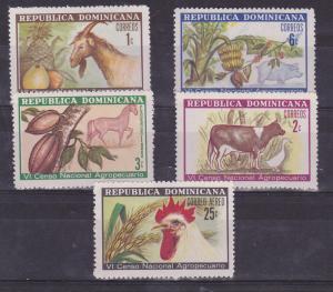 DOMINICAN REPUBLIC Sc#682/5+C187 MNH STAMPS Bird rooster COW FRUITS HORSE PIG 