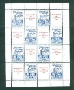 Sweden. 1986 Poster Stamp Sheet. MNH. Oresund Poster Stamp Club. Stamp Day.