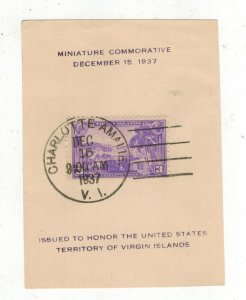 FIRST DAY COVER ROESSLER MINI  SOUVENIR SHEET  802 VIRGIN ISLAND TERRITORY $40