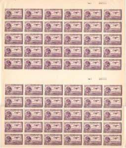 Mexico 1930 C24 full sheet well  preserved MNH violet plane and coat of arms